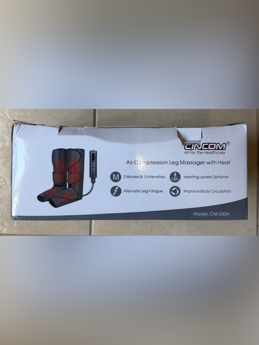 CINCOM Foot and Leg Air Compression Leg Massager with Heat & 3 Modes, CM-030A